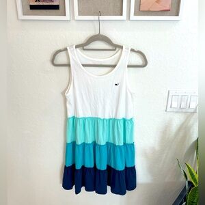 Vineyard vines girls blue ruffle dress size 14 (L)